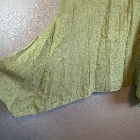 NWT J. Jill 100% Linen Green 24w Maxi Sharkbite Hem Skirt Zip Up Lagenlook Flowy - Picture 7 of 8